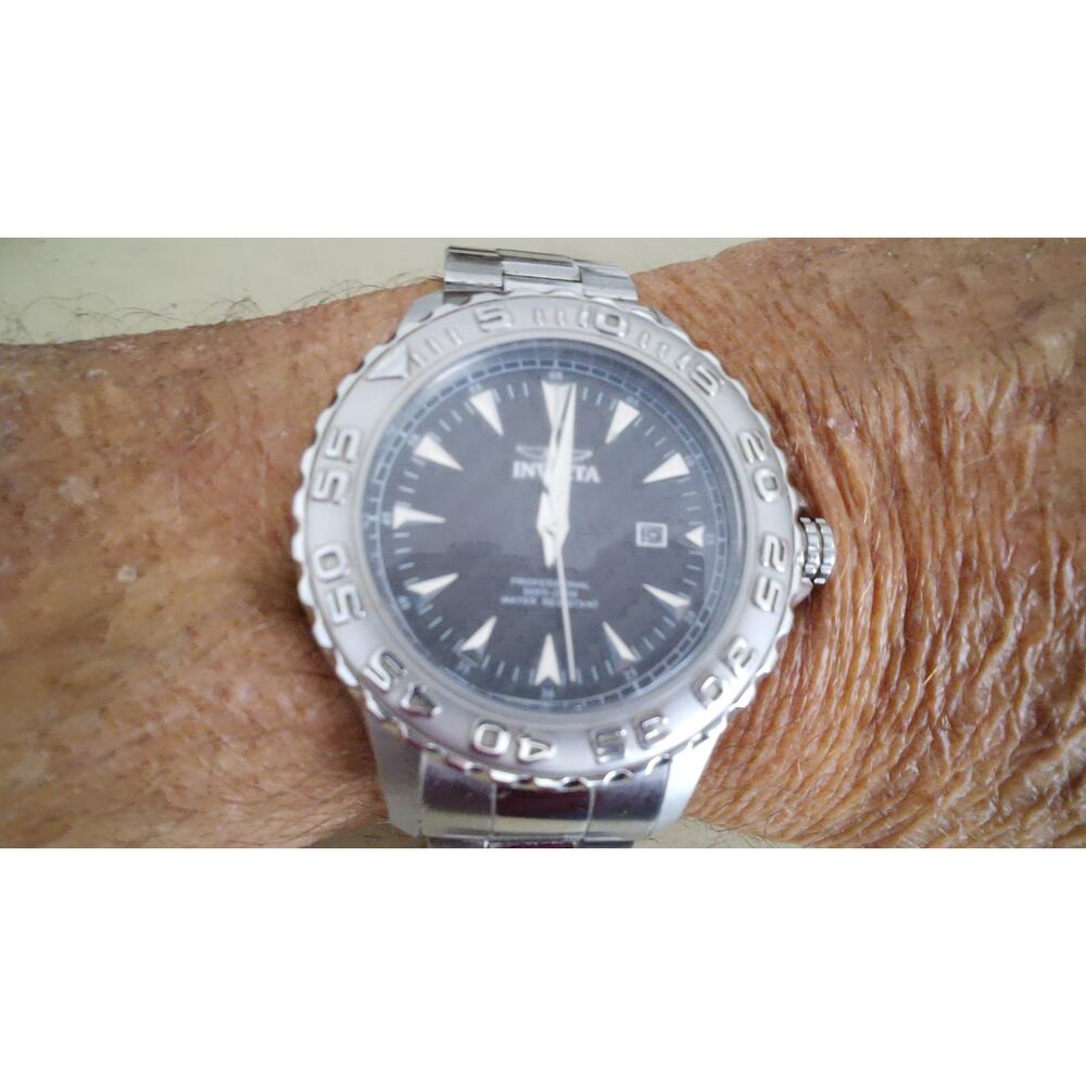 Invicta Pro Diver 12554 Mens Watch Silver Stainless Steel Carbon Fiber Dial 200M